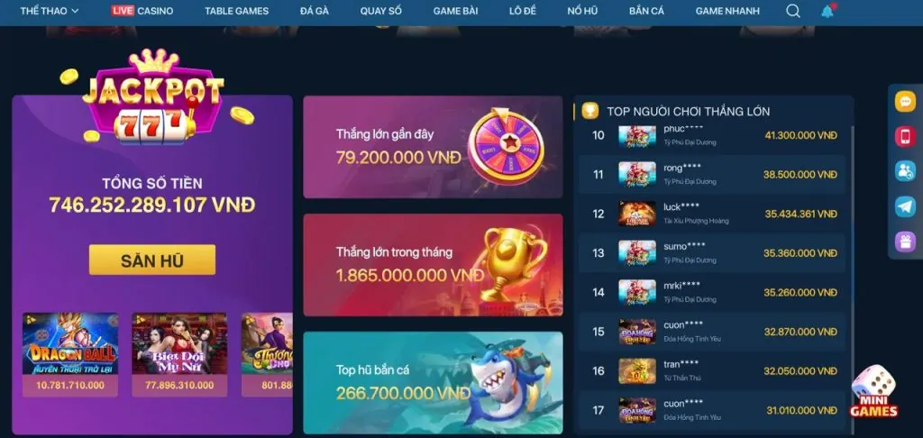 Các trò chơi máy đánh bạc và nổ hũ tại K9WIN